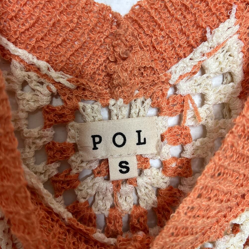 POL Crochet Patchwork Sweater Small Orange Cream … - image 4
